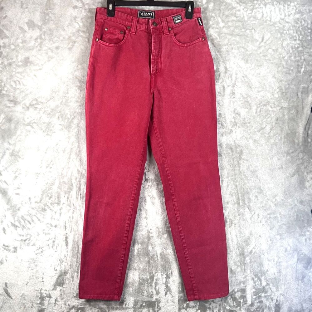 Versace Jeans Couture Red High Rise Straight Leg Jeans Women's Size 31 Italy
